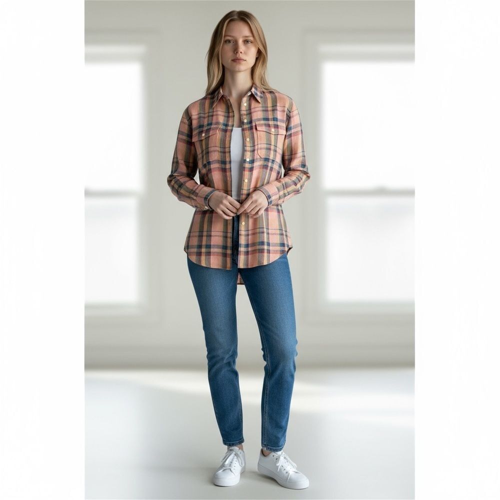 Lauren Ralph Lauren Women’s Linen Plaid Shirt - Pink Multicolor